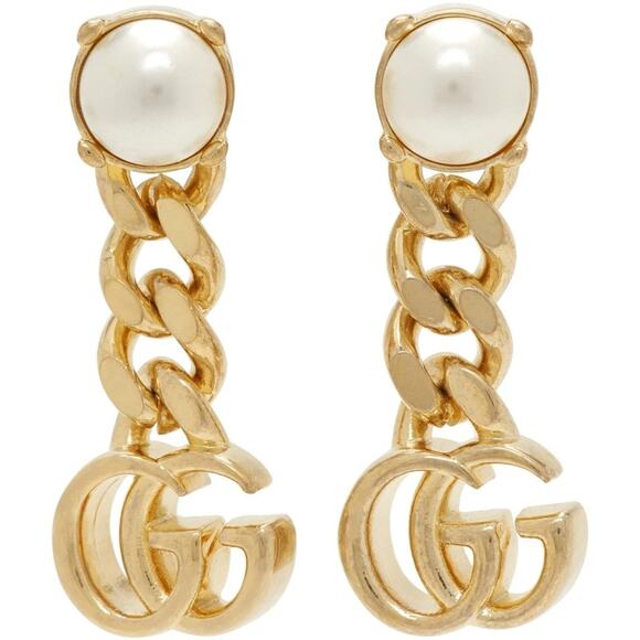 Gucci Gold Pearl Double G Earrings - OS - Picture 1 of 5